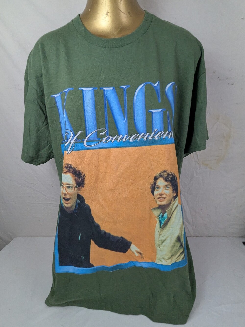 Kings of Convenience Men's Green Concert Tee Shirt Featuring Duo Pic Large